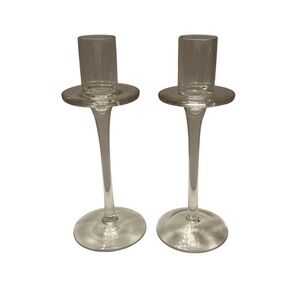 Darcie Glass Taper Candlesticks. Set of 2   7 1/4" tall